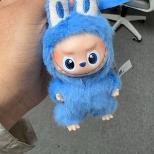 Fluffy Blue Bunny Toy for Small Pets